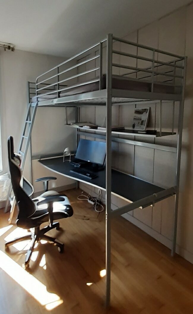 Lit Mezzanine 1 place avec bureau intégré