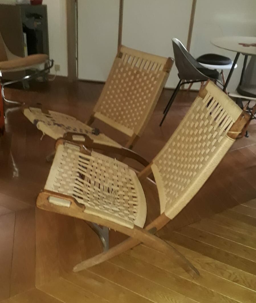 2 chaises à corde années 50 style Hans Wegner