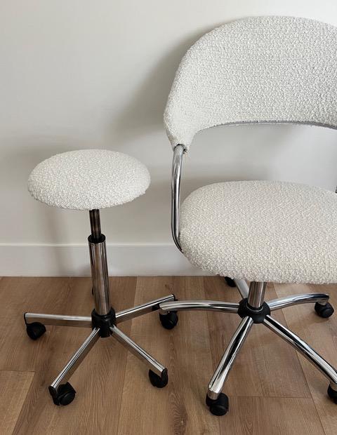 Fauteuil de bureau et tabouret Bouclette
