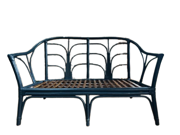 Banquette 2 places + fauteuil en osier