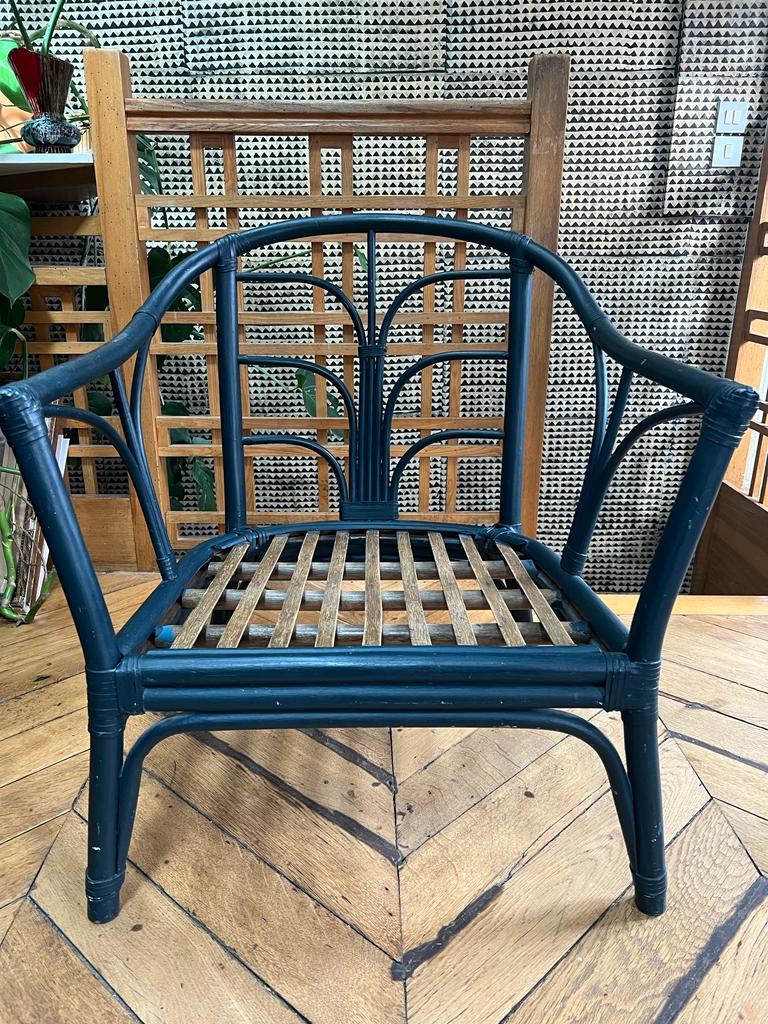 Banquette 2 places + fauteuil en osier – Image 5