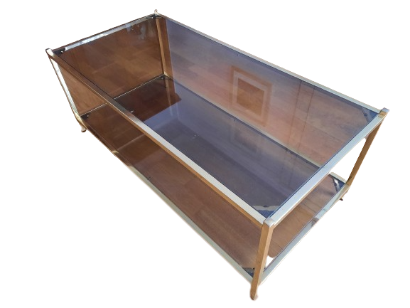 Grande table basse verre et métal doré – Image 3