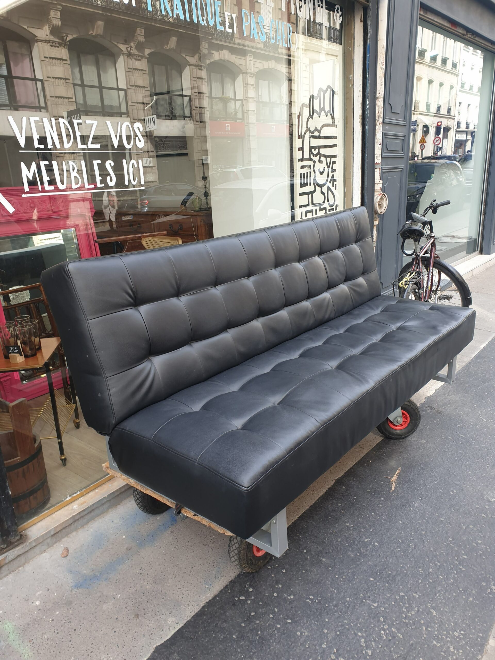 Banquette clic-clac design Skaï et Acier – Image 2
