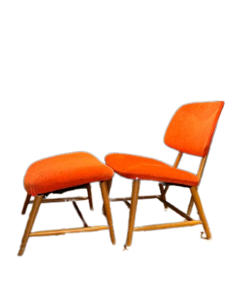 Fauteuil et repose pieds scandinave