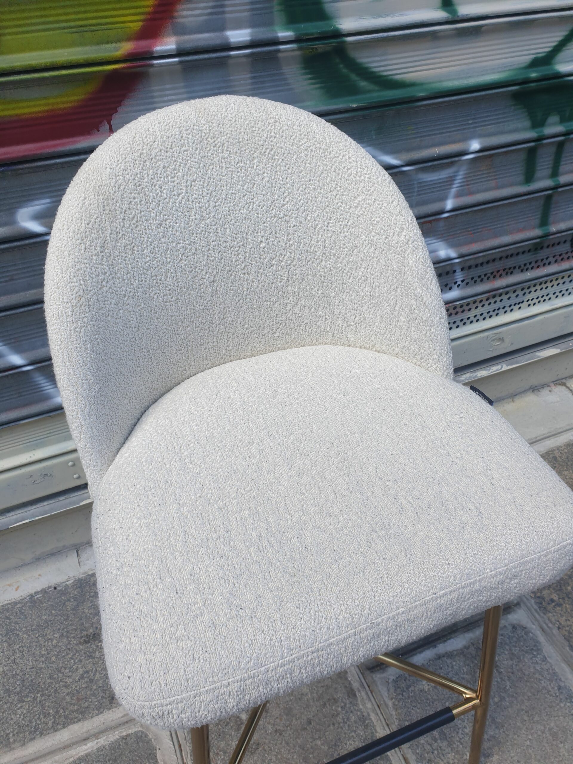 Tabouret de bar BANE blanc bouclette – Image 4
