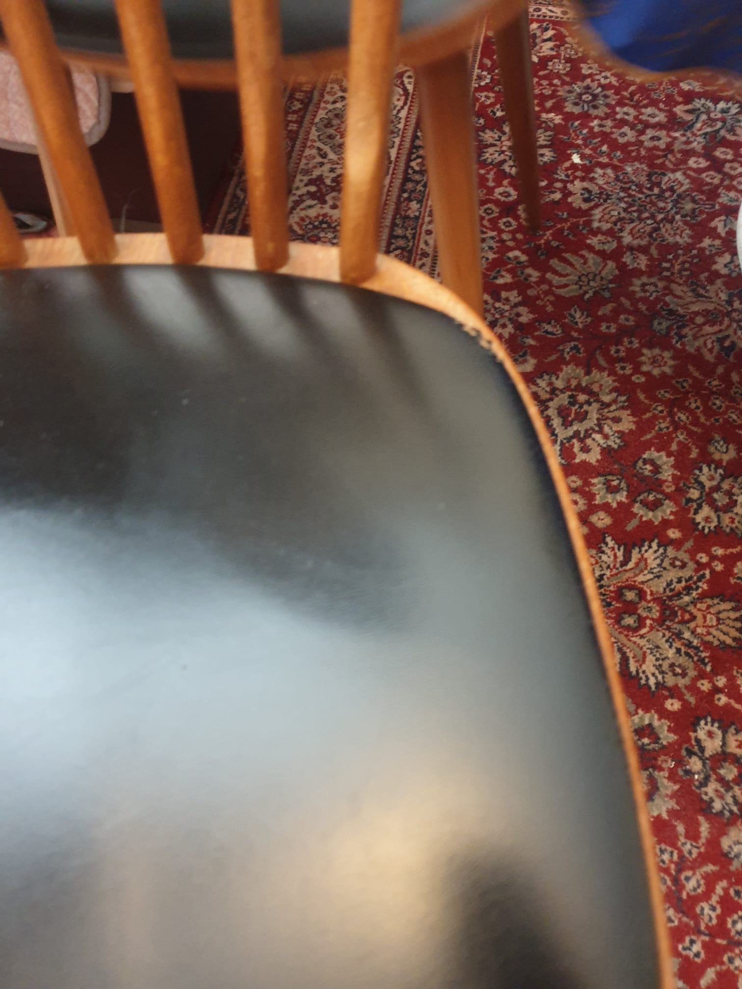 4 chaises "Floride" Teck et skaï noir – Image 3