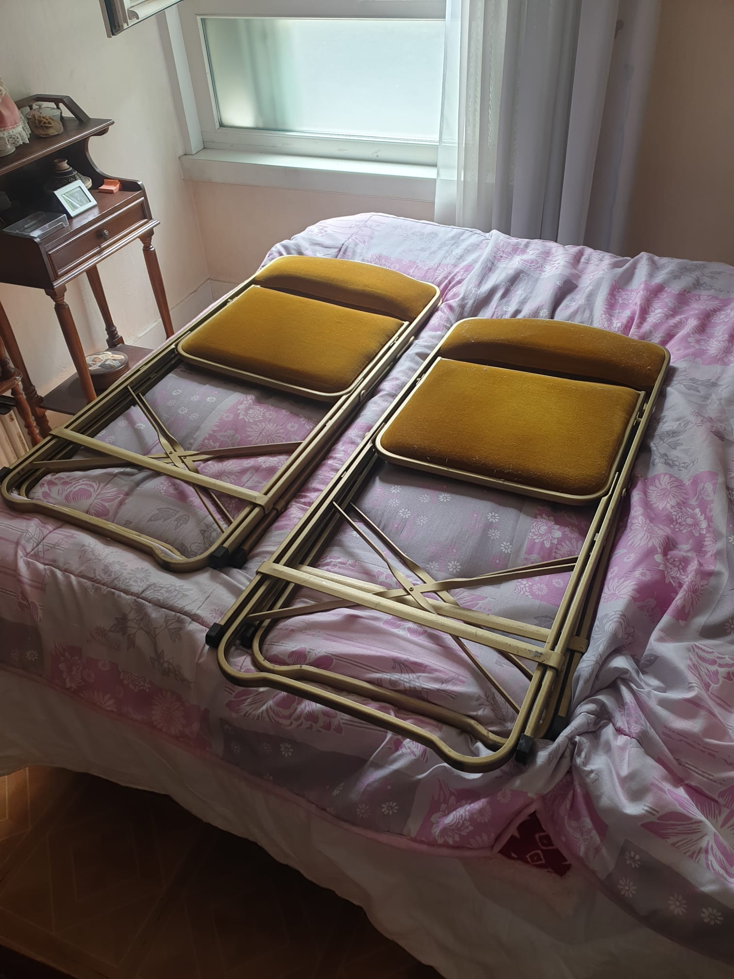 4 chaises pliantes velours style Chaisor ou Lafuma – Image 3