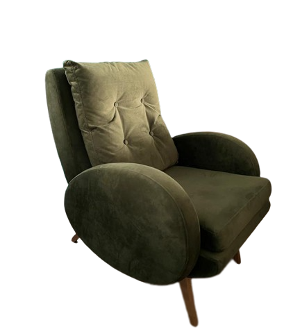 Fauteuil "contemporain" velours vert