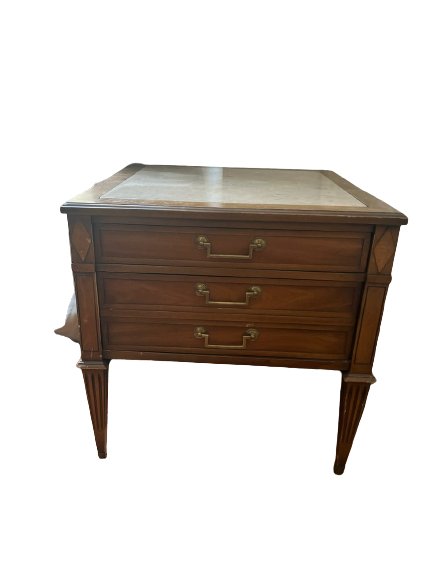 Petite commode/bout de canapé ancienne bois et marbre