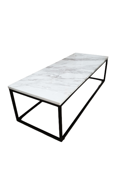 Table basse métal et travertin