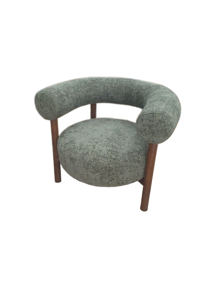 Fauteuil CAROL bois de frêne et tweed vert