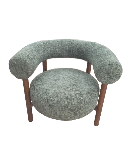 Fauteuil CAROL bois de frêne et tweed vert – Image 2