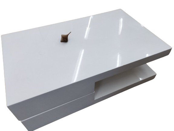 Table basse laquée blanche plateau tournant