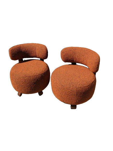 Paire de Fauteuils PLATON tissu Rouille bouclée