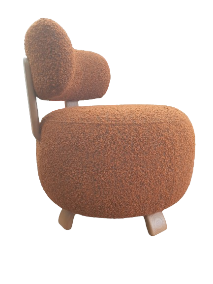 Fauteuil / pouf PLATON tissu Rouille bouclée