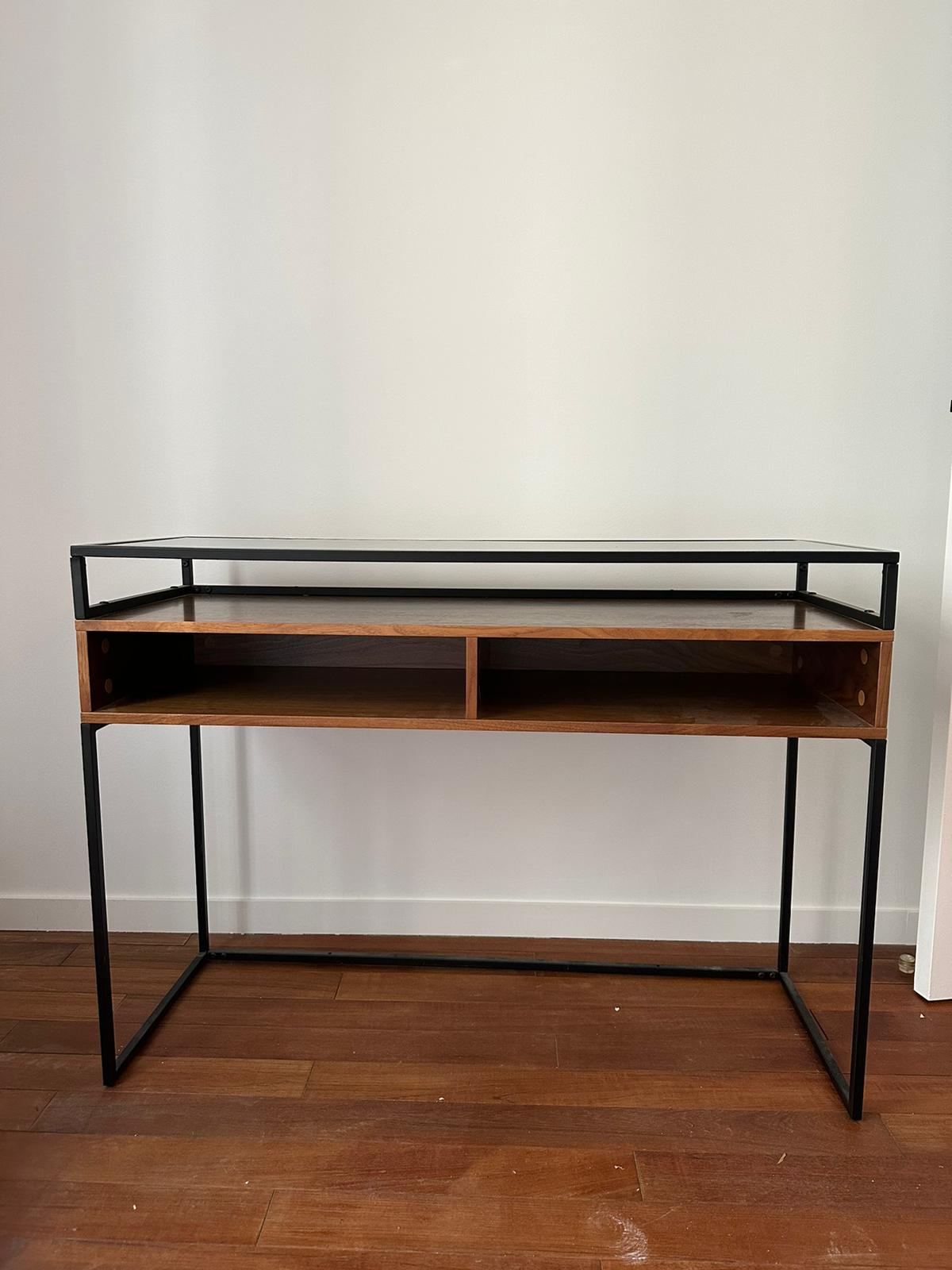 Console en noyer et en verre Maison du Monde – Image 2