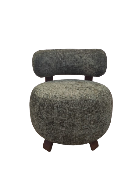 Fauteuil PLATON bois noyer tweed vert