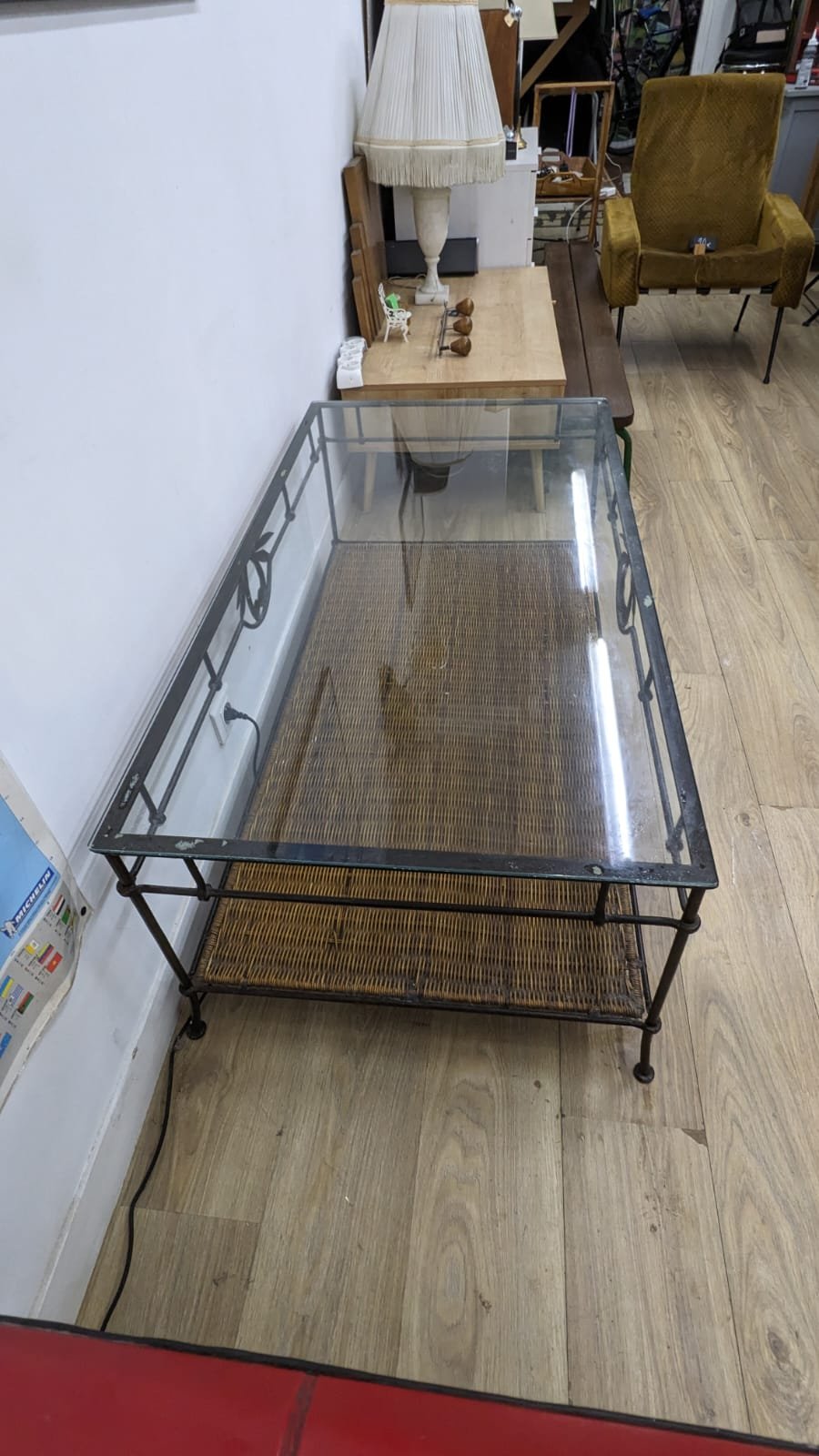 Table basse fer forgé et plateau vitré – Image 4