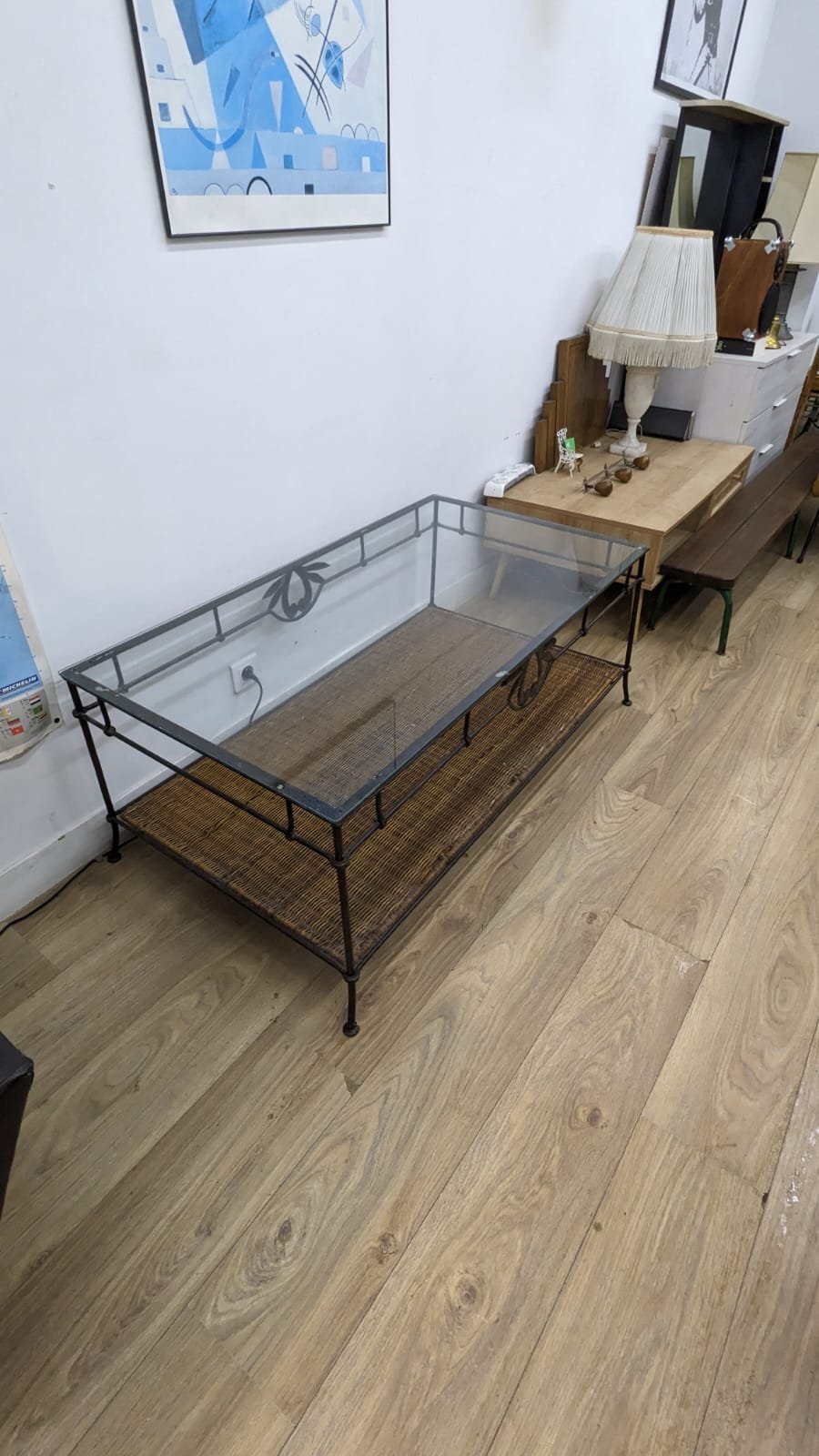 Table basse fer forgé et plateau vitré – Image 3