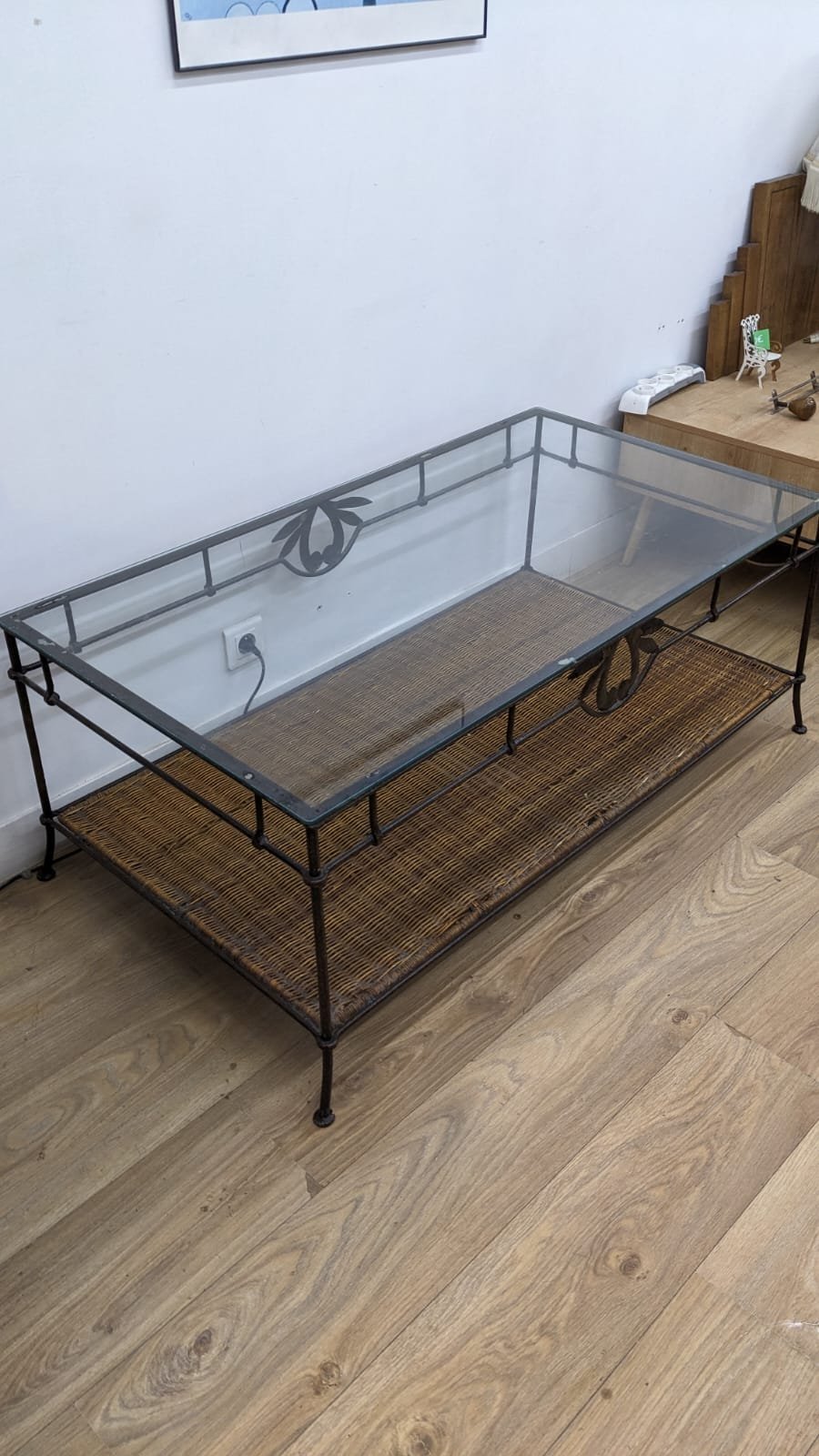 Table basse fer forgé et plateau vitré – Image 2