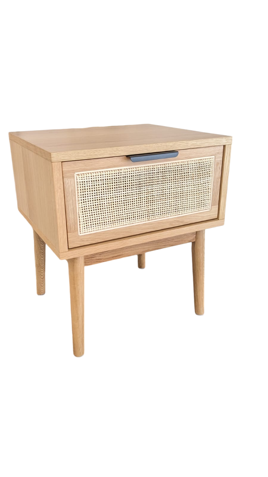 Table de chevet en bois et cannage 1 tiroir