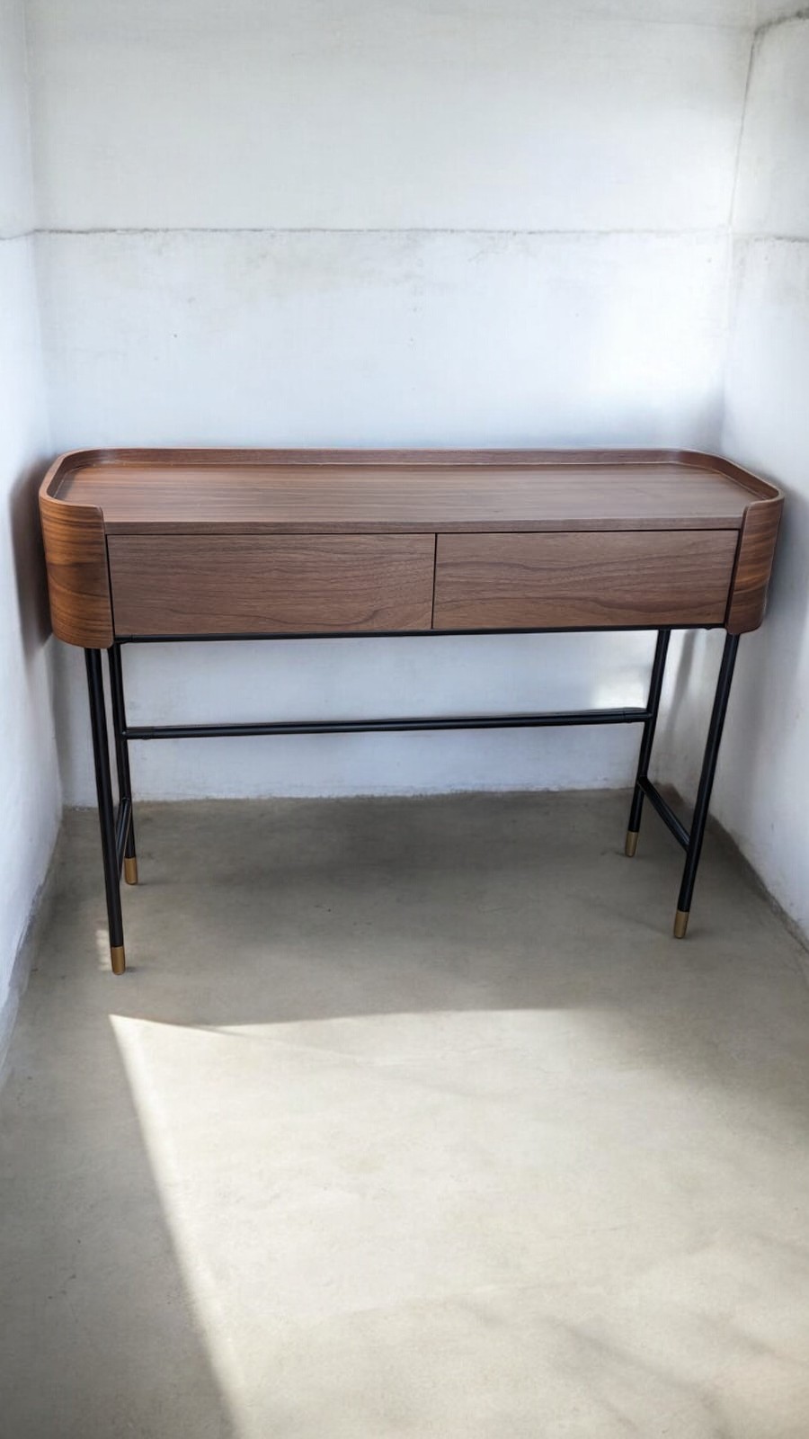 Bureau / Console JEFFREY noyer et acier noir – Image 5