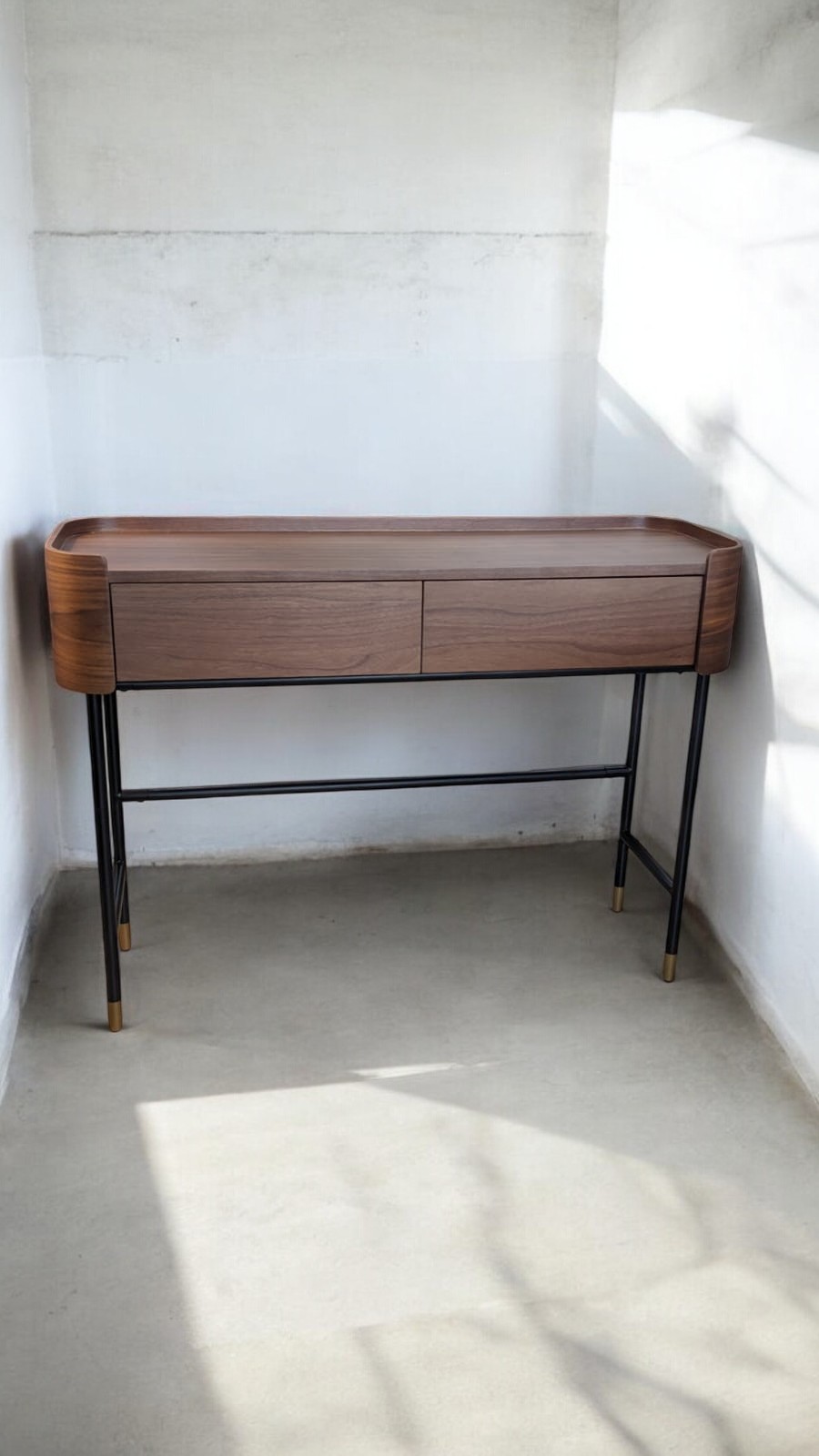Bureau / Console JEFFREY noyer et acier noir – Image 2