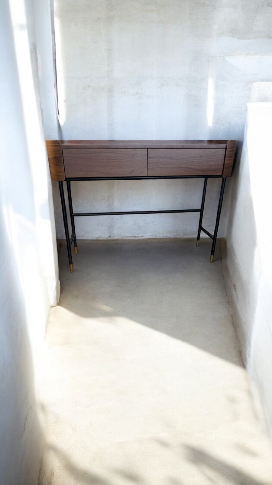 Bureau / Console JEFFREY noyer et acier noir – Image 6