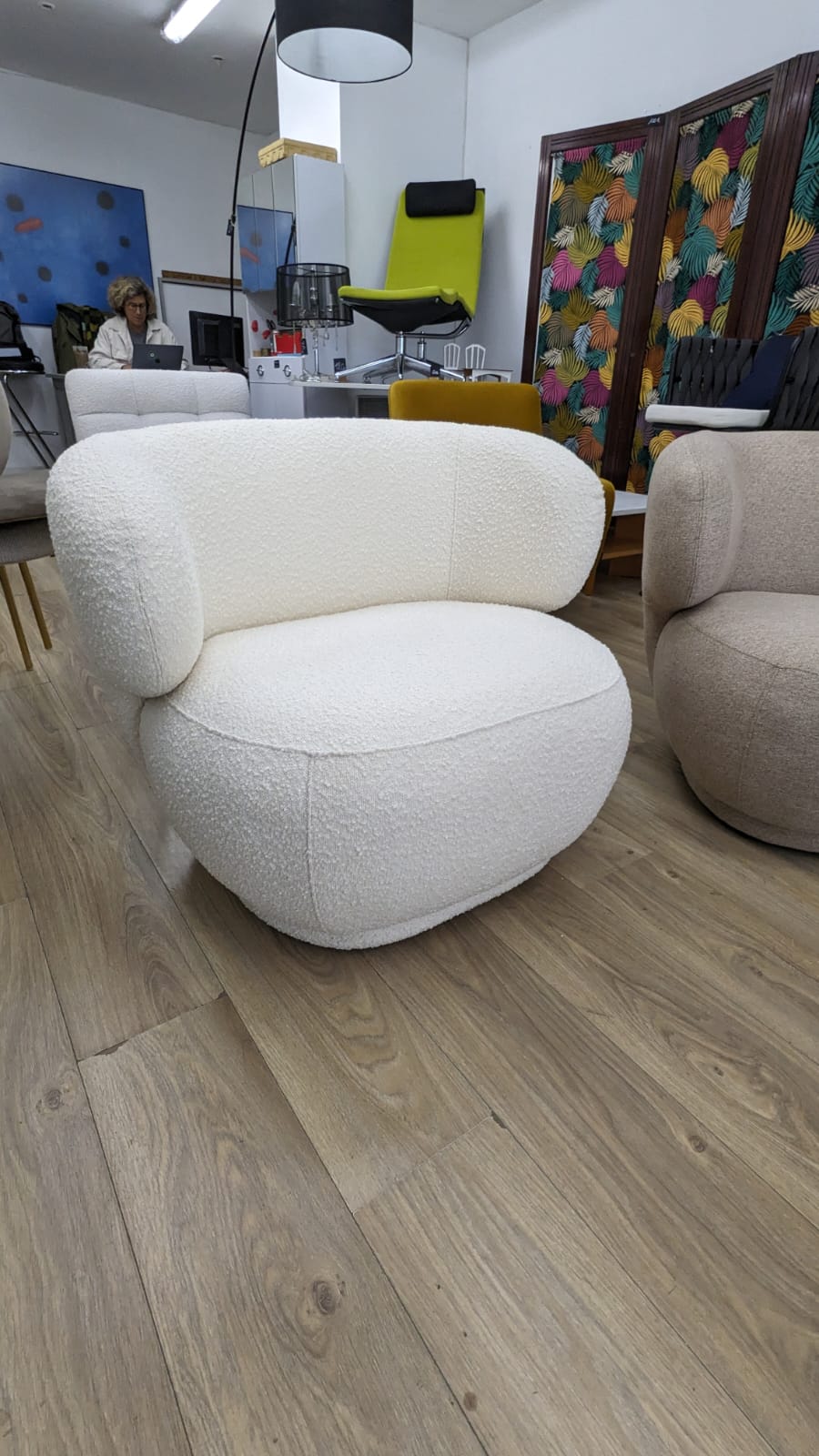 Fauteuil Cosy GUILIA blanc bouclette – Image 5