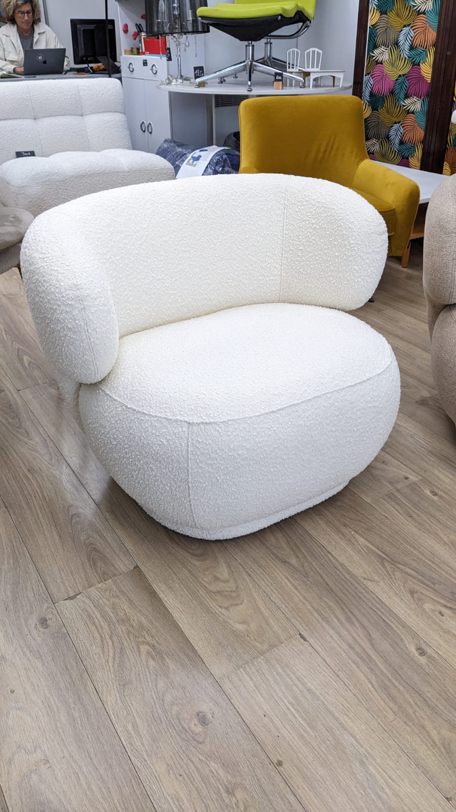 Fauteuil Cosy GUILIA blanc bouclette – Image 2