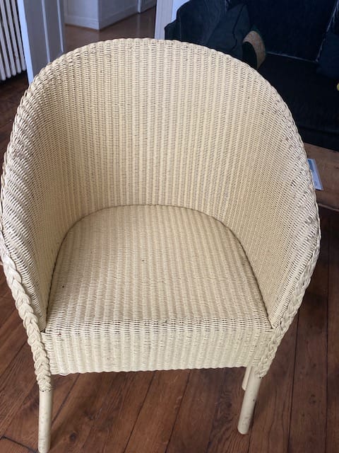 Fauteuil jaune en rotin – Image 3