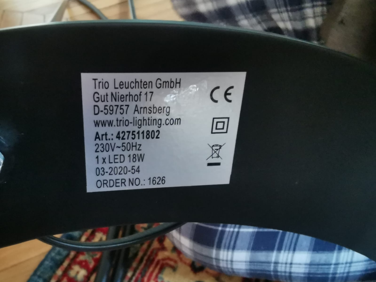 Lampe déportée noire.Marque Trio Leutchen – Image 4