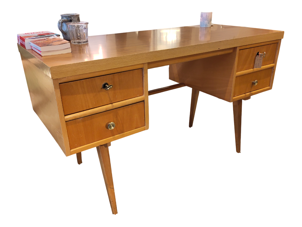 Bureau bois avec pieds compas année 60