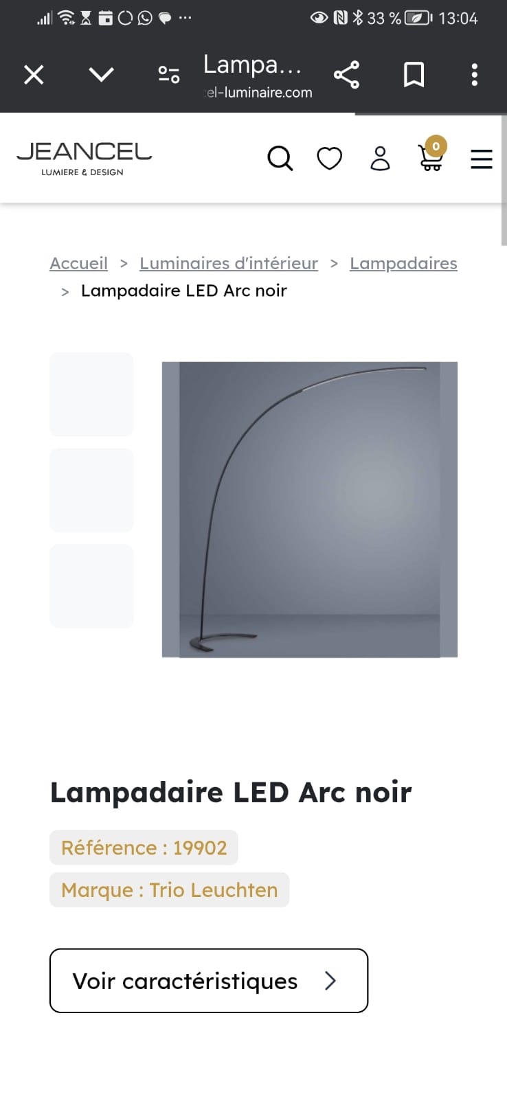 Lampe déportée noire.Marque Trio Leutchen – Image 3