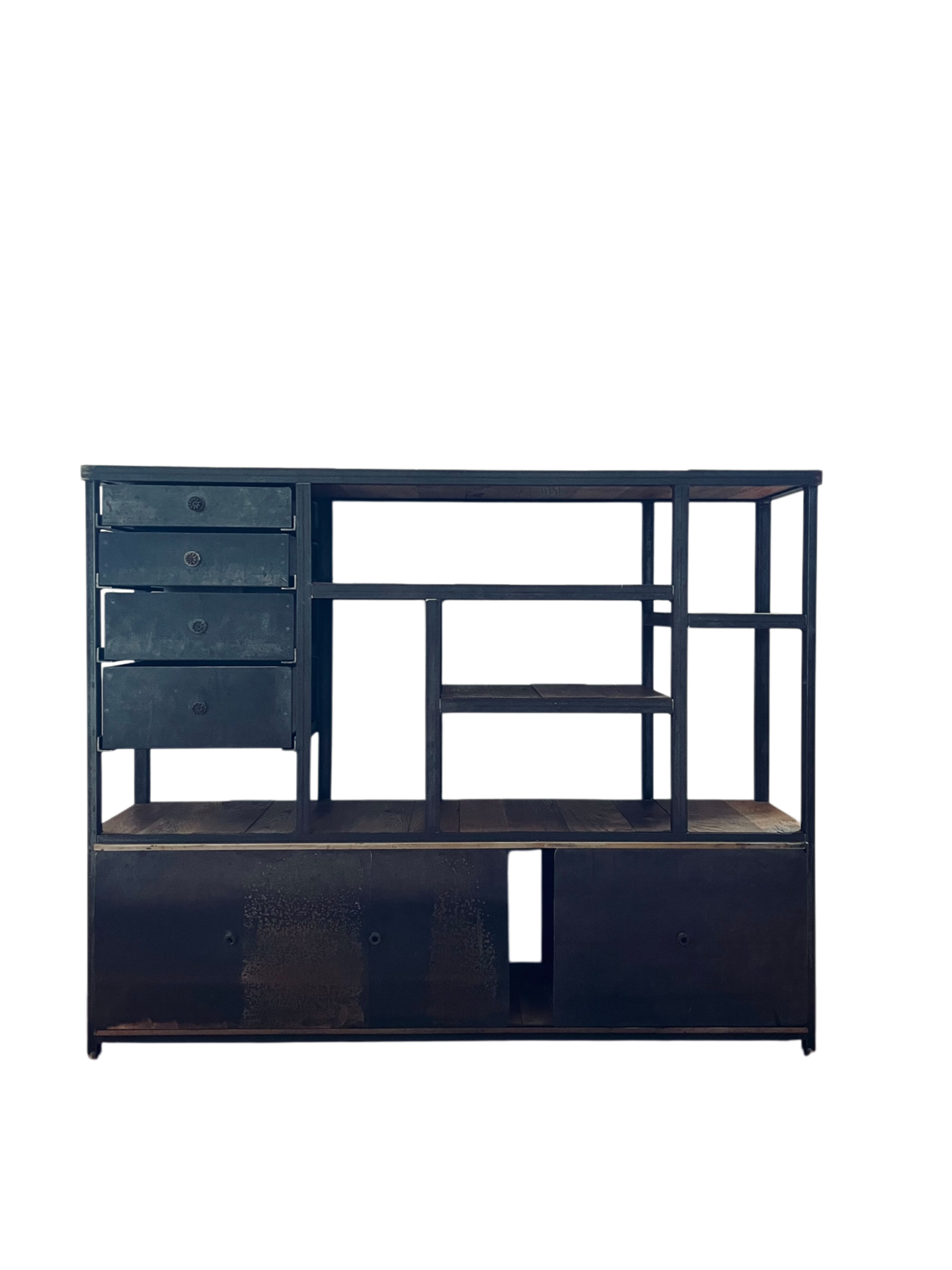 Meuble Etagères en acier et chêne