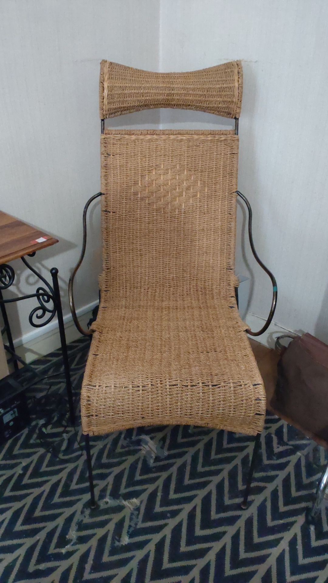 Fauteuil / Liseuse / Chaise longue en fer forgé et cordage – Image 4