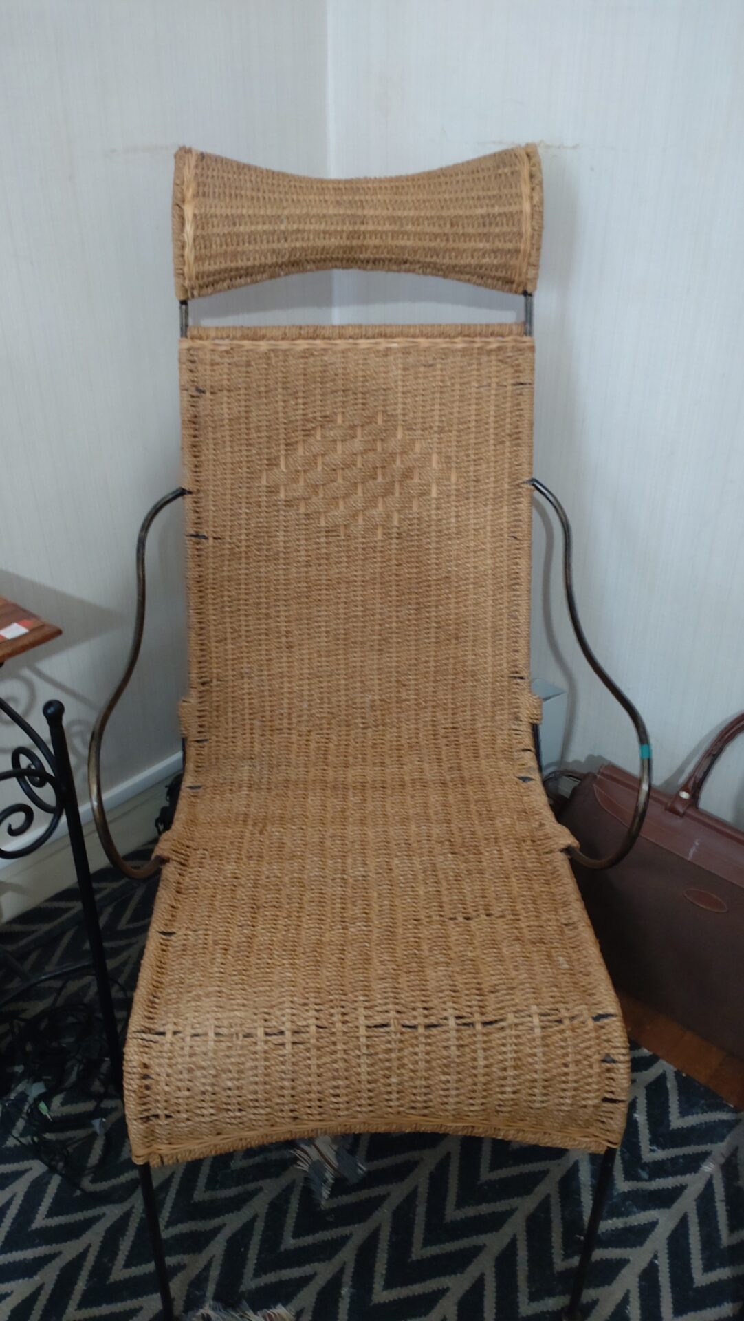 Fauteuil / Liseuse / Chaise longue en fer forgé et cordage – Image 7