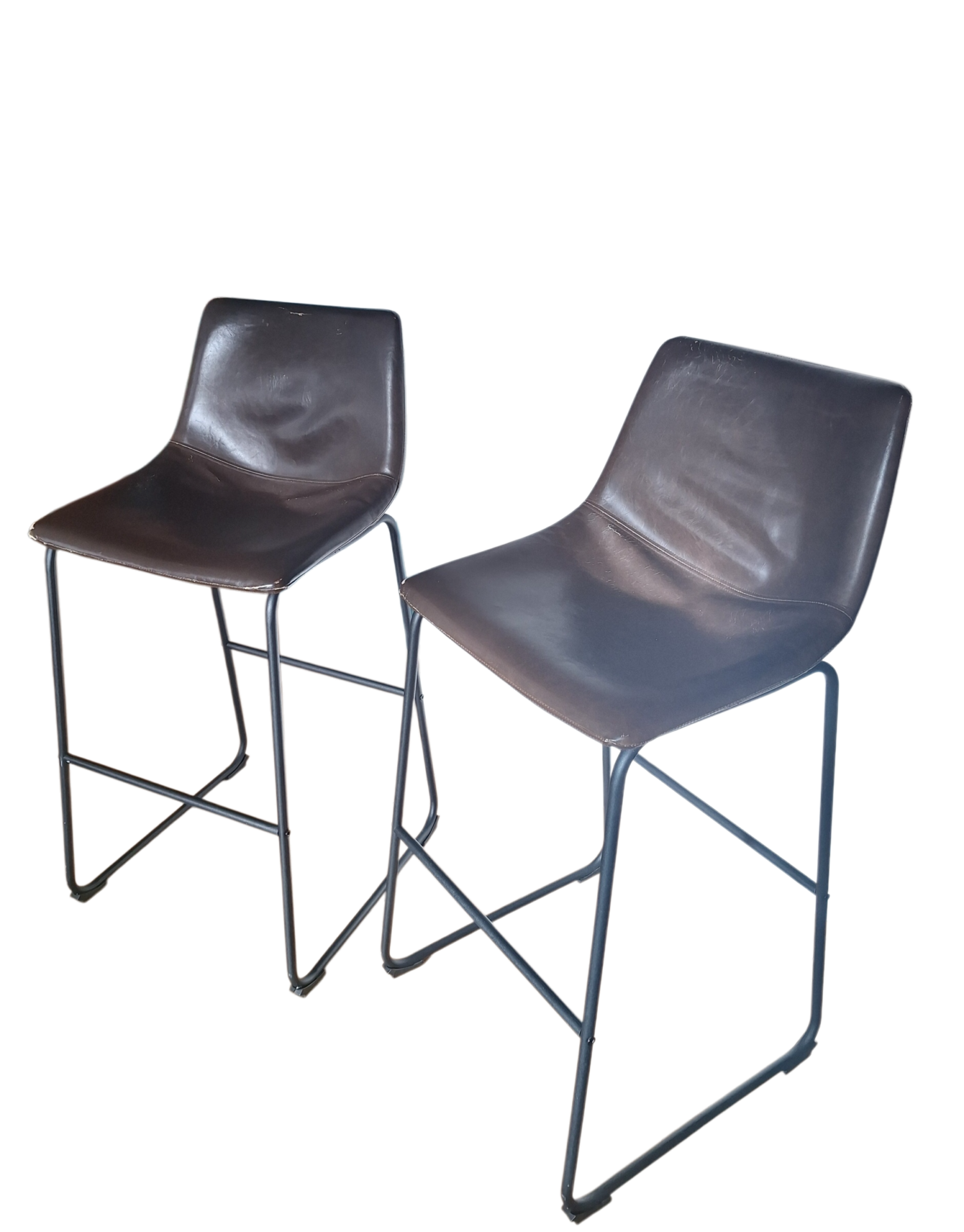 2 tabourets de bar Miliboo en cuir et métal