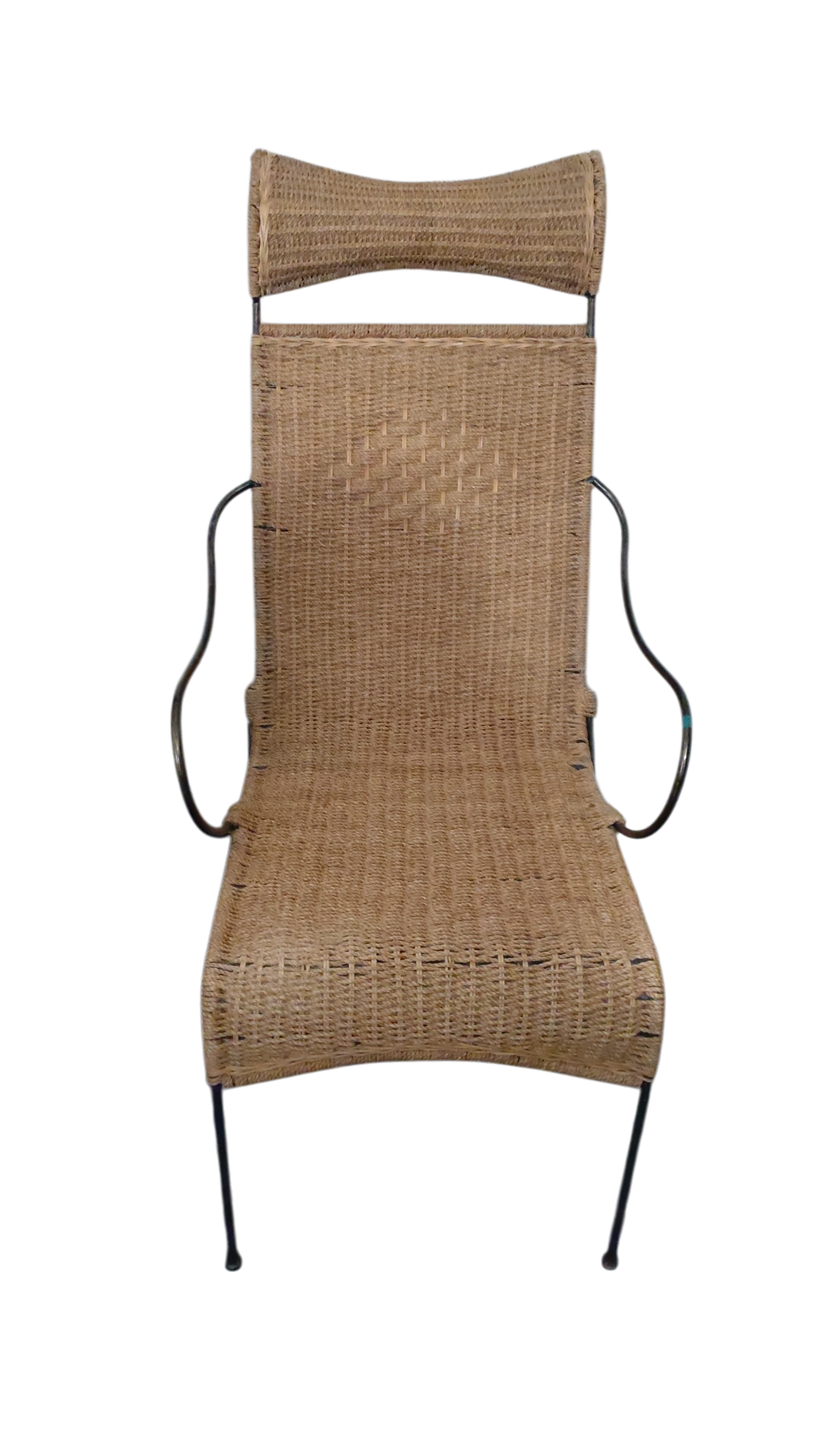 Fauteuil / Liseuse / Chaise longue en fer forgé et cordage