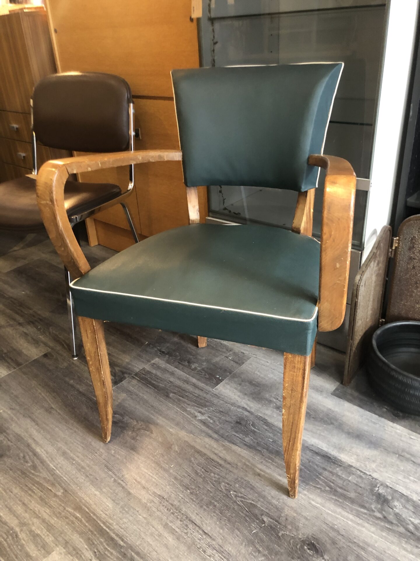 2 fauteuils de bridge vert et liseret blanc – Image 2