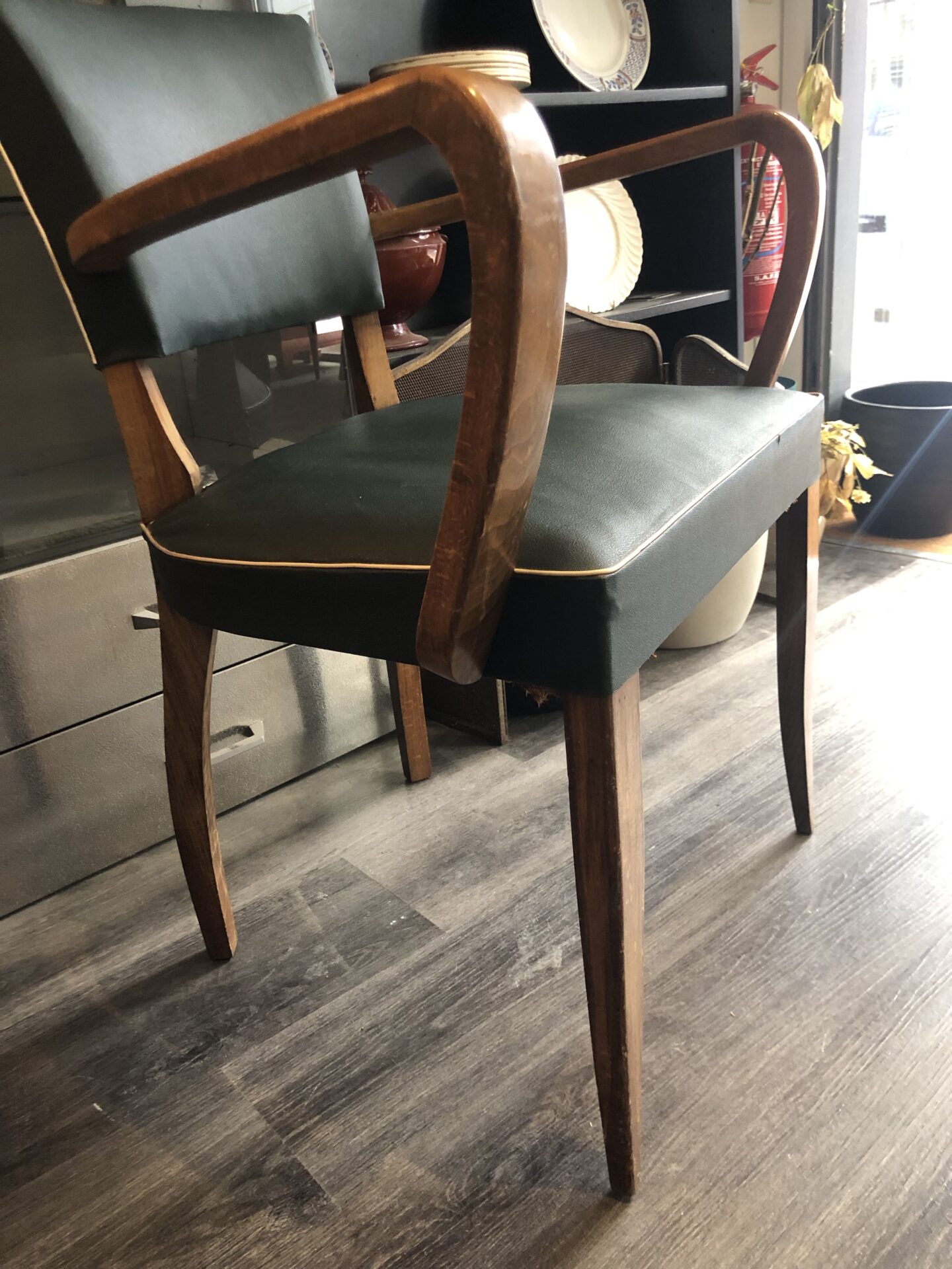 2 fauteuils de bridge vert et liseret blanc – Image 5