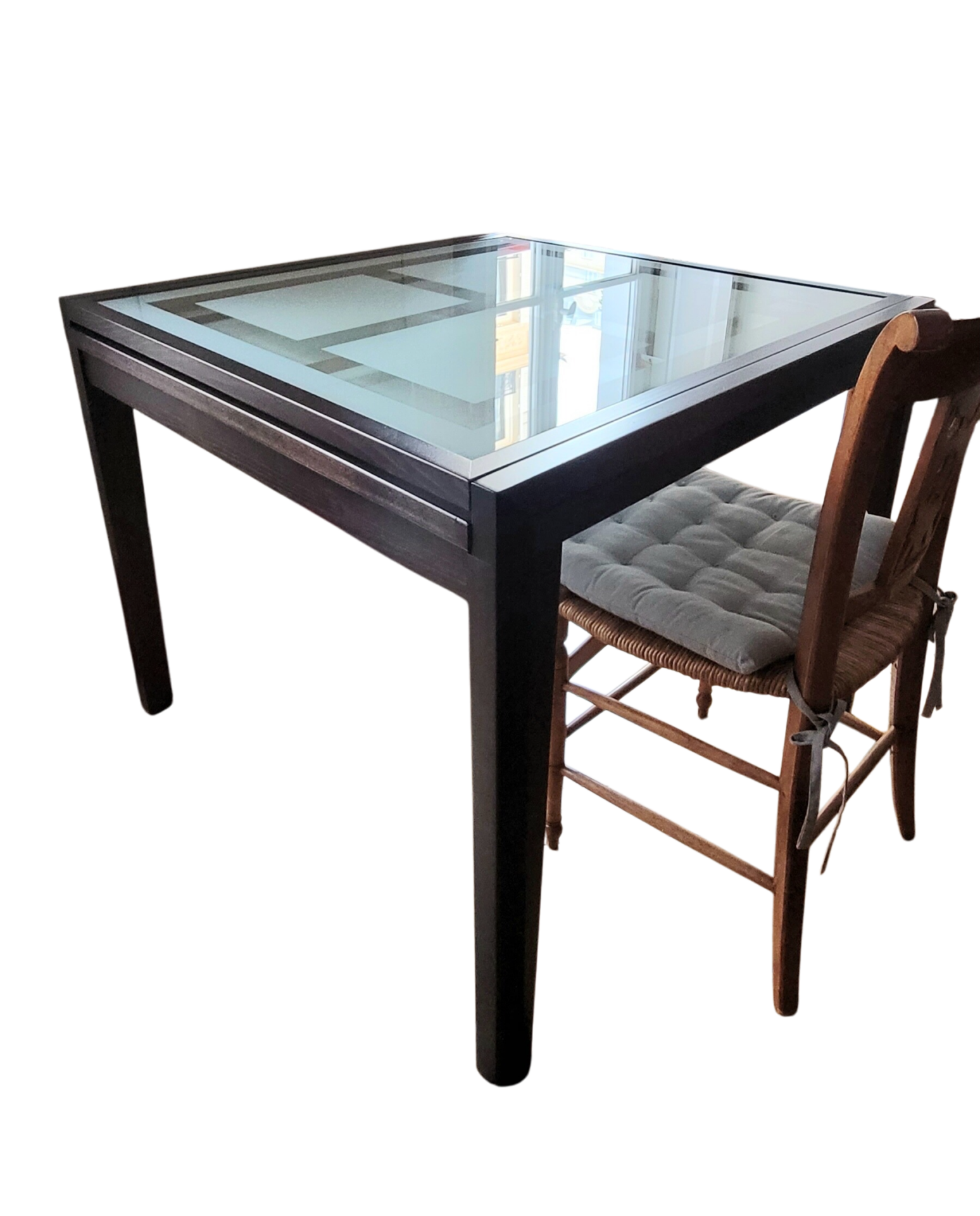 Table extensible bois wengé et verre marque italienne IDEALSEDIA