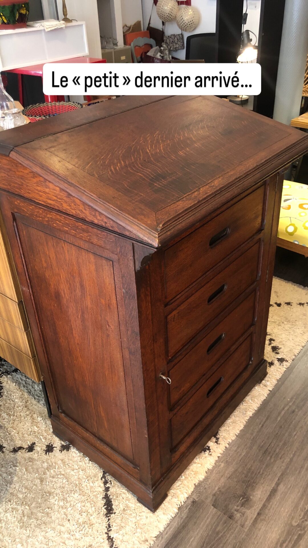 Meuble de métier scriban - écritoire - avec étagères - – Image 3