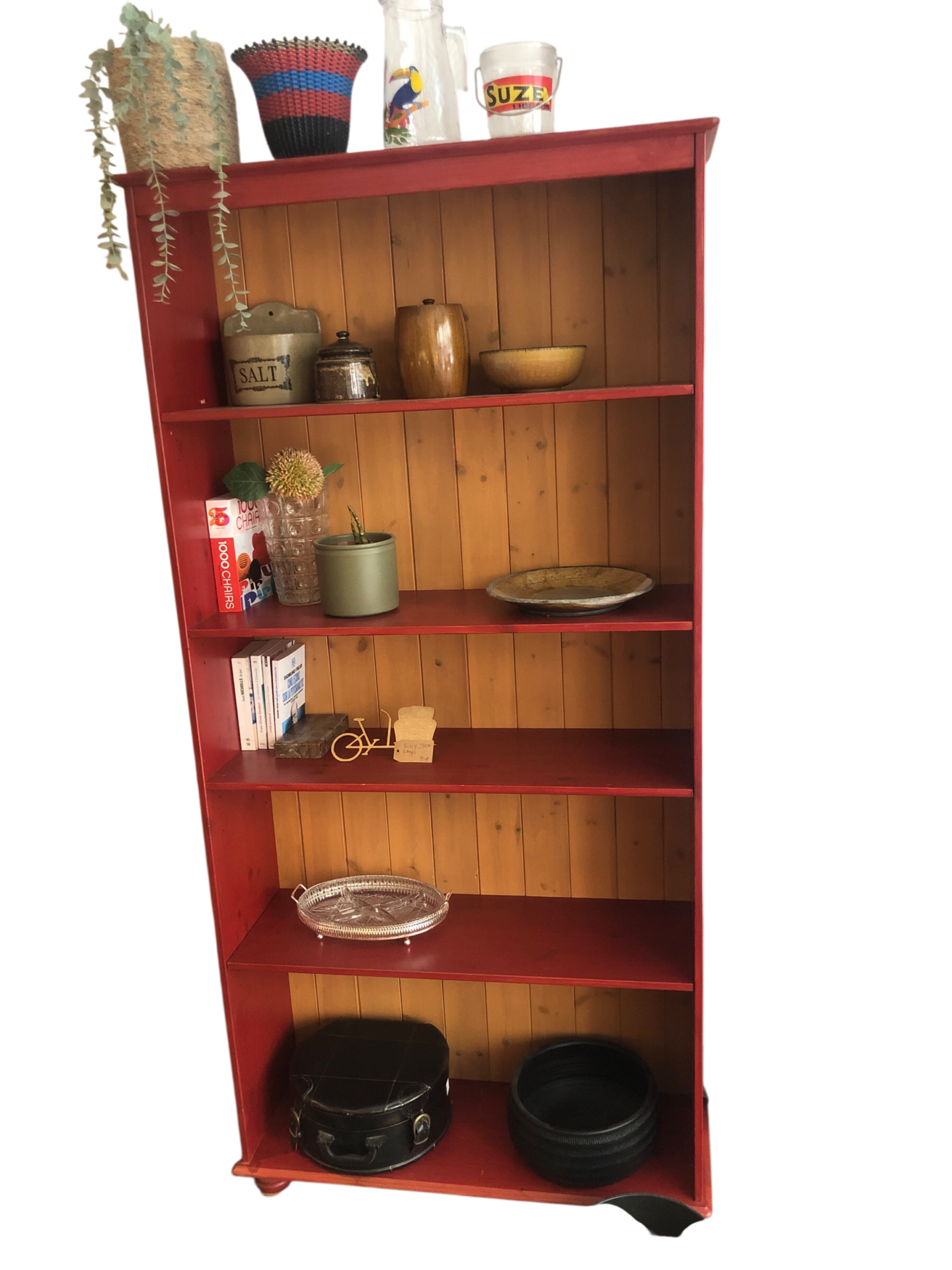 BILLY IKEA vintage rouge et lambris bois