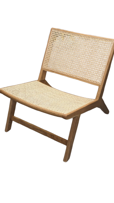 Fauteuil relax en bois et cannage