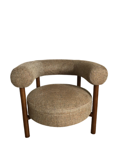 Fauteuil Carol bois et tweed