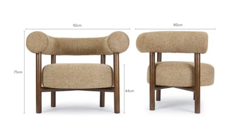 Fauteuil Carol bois et tweed – Image 4