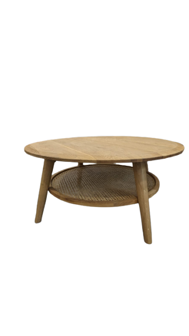 Table basse chêne et cannage ANNOT