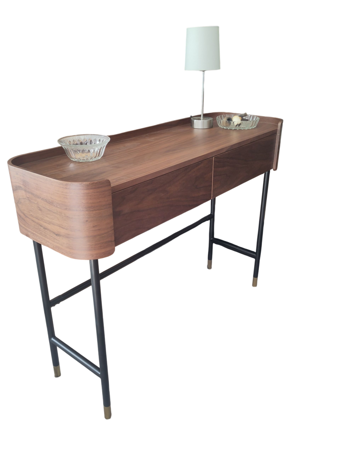 Bureau console JEFFREY noyer et métal noir