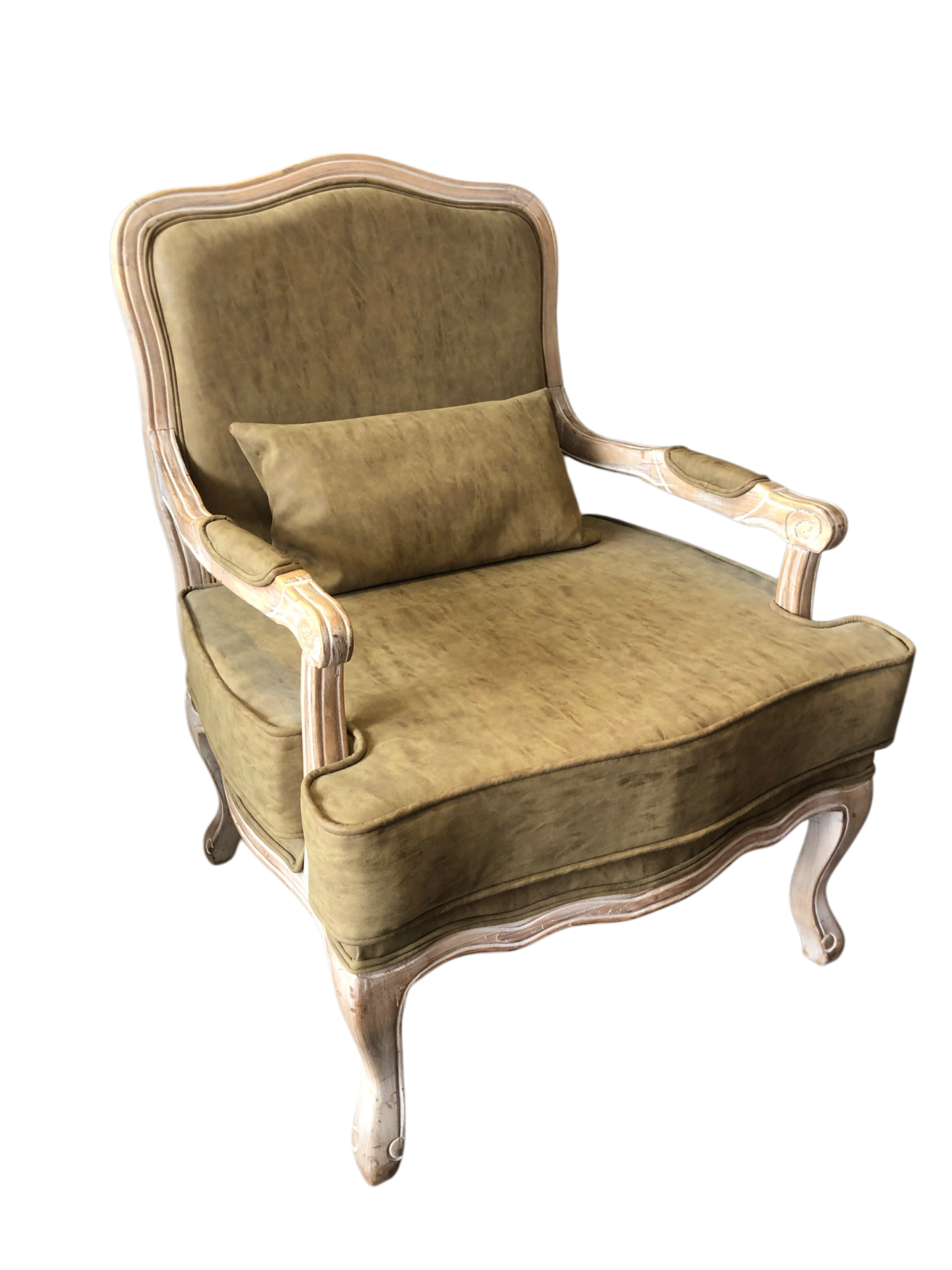 Paire de Fauteuil - chauffeuses modernisés par un simili cuir vert